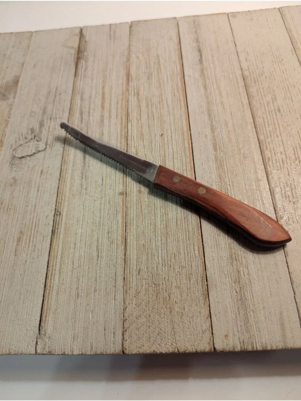 Vintage Ekco Stainless USA Grapefruit Knife Wood Handle Fruit Curved 7